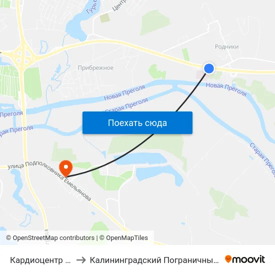 Кардиоцентр (Из Центра) to Калининградский Пограничный Институт Фсб России map