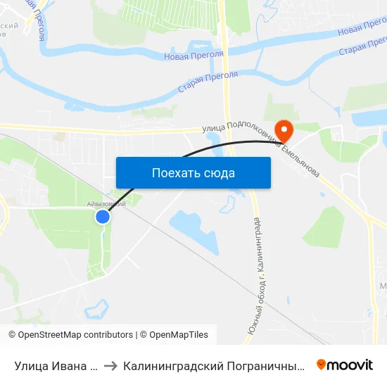 Улица Ивана Земнухова to Калининградский Пограничный Институт Фсб России map