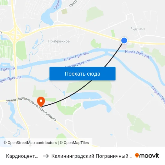 Кардиоцентр (В Центр) to Калининградский Пограничный Институт Фсб России map