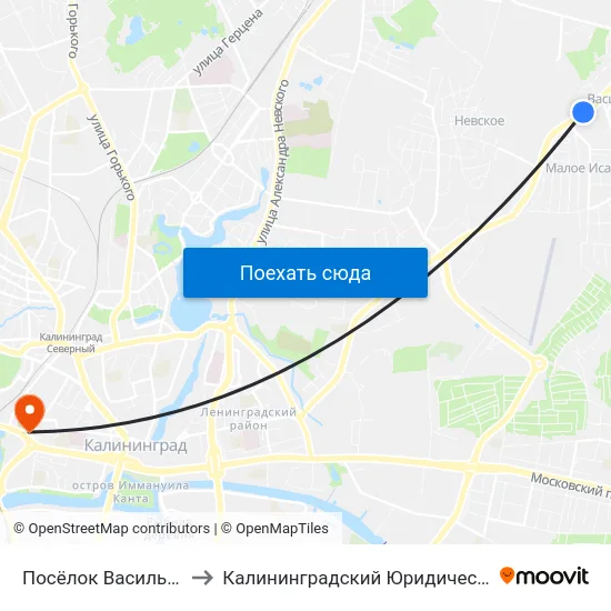 Посёлок Васильково-1 (В Центр) to Калининградский Юридический Институт Мвд России map