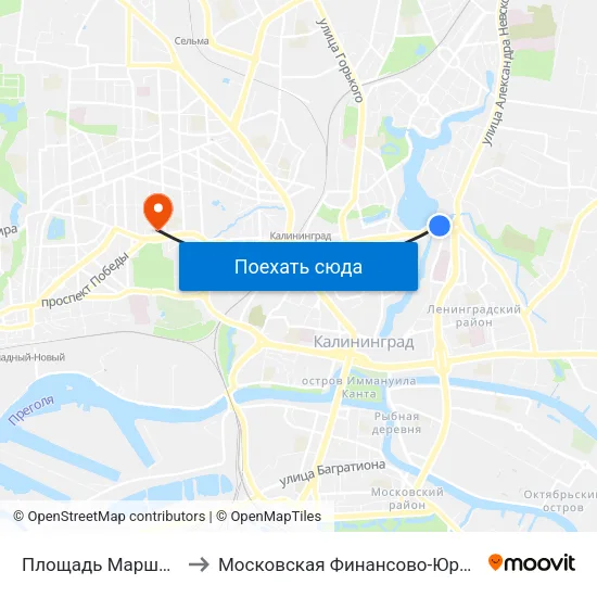 Площадь Маршала Василевского (Из Центра) to Московская Финансово-Юридическая Академия. Калининградский Филиал map