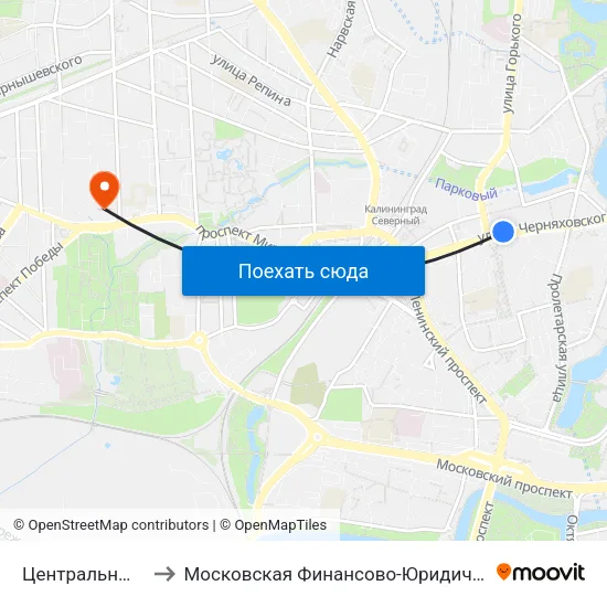 Центральный Рынок (В Центр) to Московская Финансово-Юридическая Академия. Калининградский Филиал map