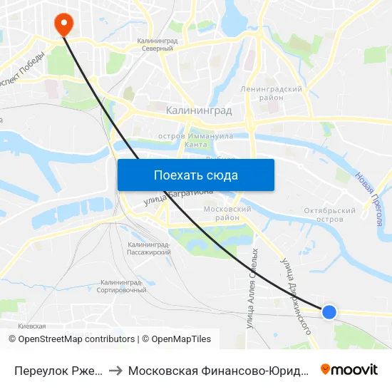 Переулок Ржевский 2-Й (Из Центра) to Московская Финансово-Юридическая Академия. Калининградский Филиал map