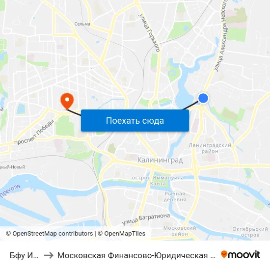 Бфу Им. Канта to Московская Финансово-Юридическая Академия. Калининградский Филиал map