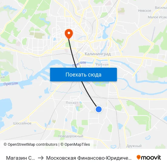 Магазин Семья (В Центр) to Московская Финансово-Юридическая Академия. Калининградский Филиал map