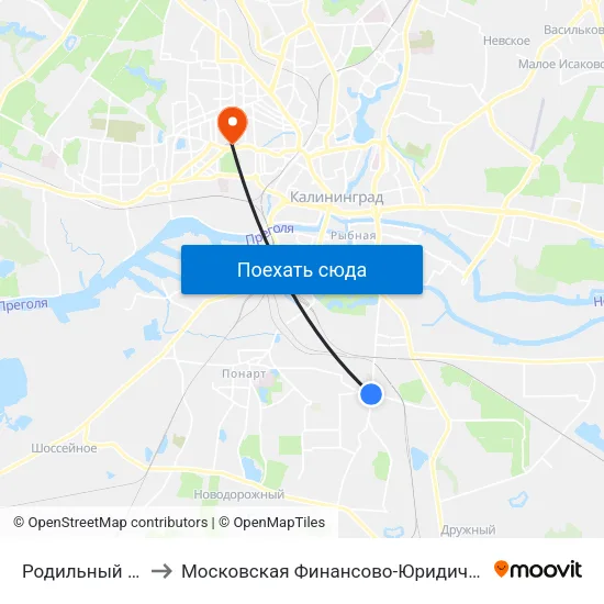 Родильный Дом №3 (В Центр) to Московская Финансово-Юридическая Академия. Калининградский Филиал map