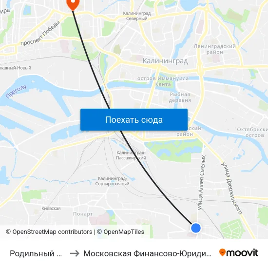 Родильный Дом №3 (Из Центра) to Московская Финансово-Юридическая Академия. Калининградский Филиал map