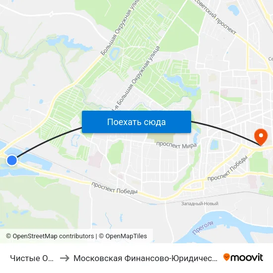 Чистые Озёра (В Центр) to Московская Финансово-Юридическая Академия. Калининградский Филиал map