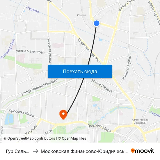 Гур Сельма (В Центр) to Московская Финансово-Юридическая Академия. Калининградский Филиал map