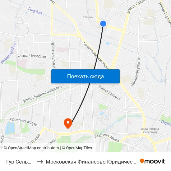 Гур Сельма (Из Центра) to Московская Финансово-Юридическая Академия. Калининградский Филиал map