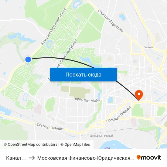 Канал (В Центр) to Московская Финансово-Юридическая Академия. Калининградский Филиал map
