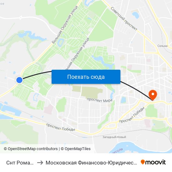 Снт Ромашка (В Центр) to Московская Финансово-Юридическая Академия. Калининградский Филиал map