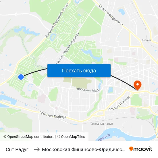 Снт Радуга (Из Центра) to Московская Финансово-Юридическая Академия. Калининградский Филиал map