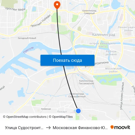 Улица Судостроительная (На Ул. Батальная, В Центр) to Московская Финансово-Юридическая Академия. Калининградский Филиал map