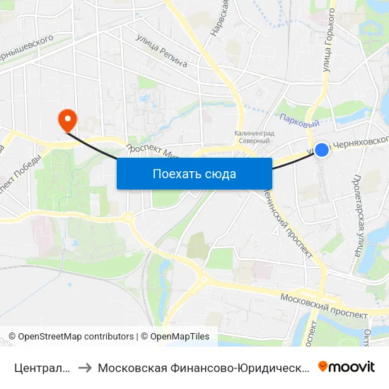 Центральный Рынок to Московская Финансово-Юридическая Академия. Калининградский Филиал map