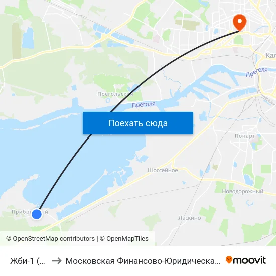 Жби-1 (Из Центра) to Московская Финансово-Юридическая Академия. Калининградский Филиал map