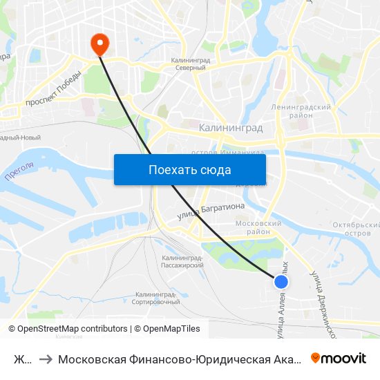 Жби-2 to Московская Финансово-Юридическая Академия. Калининградский Филиал map