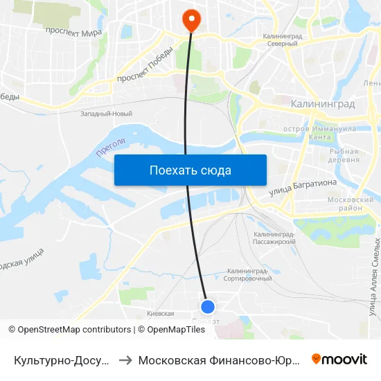 Культурно-Досуговый Центр (Кдц,Из Центра) to Московская Финансово-Юридическая Академия. Калининградский Филиал map
