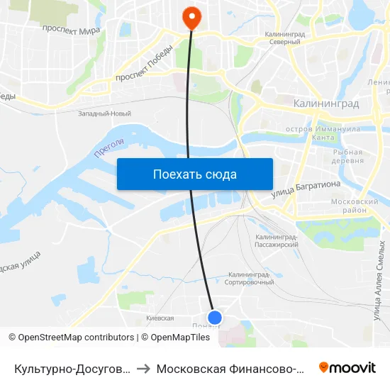 Культурно-Досуговый Центр (На Ул. Коммунистической) to Московская Финансово-Юридическая Академия. Калининградский Филиал map