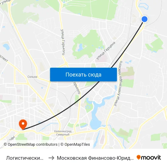 Логистический Центр (По Требованию) to Московская Финансово-Юридическая Академия. Калининградский Филиал map