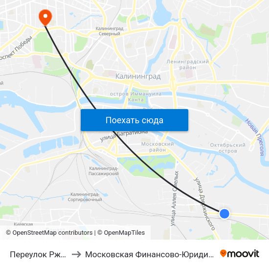 Переулок Ржевский 2-Й (В Центр) to Московская Финансово-Юридическая Академия. Калининградский Филиал map