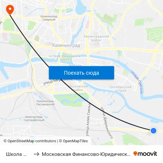 Школа №26 (В Центр) to Московская Финансово-Юридическая Академия. Калининградский Филиал map