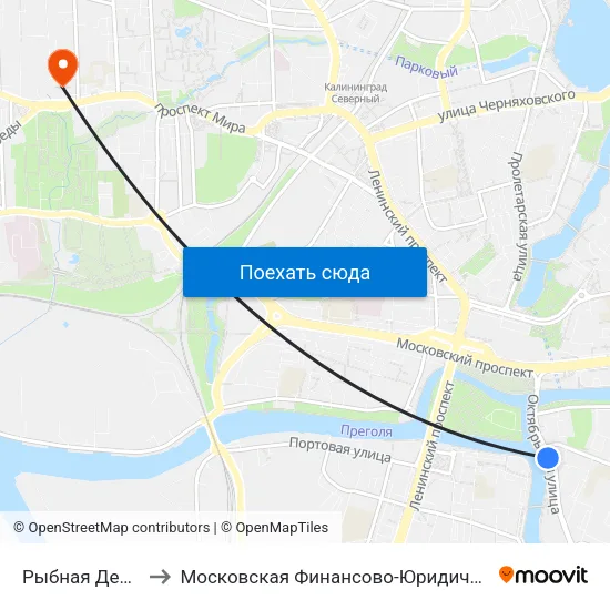 Рыбная Деревня (Из Центра) to Московская Финансово-Юридическая Академия. Калининградский Филиал map