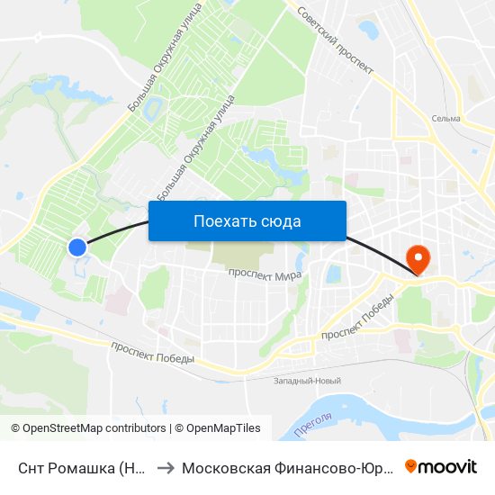 Снт Ромашка (На Ул. Тенистая Аллея, В Центр) to Московская Финансово-Юридическая Академия. Калининградский Филиал map