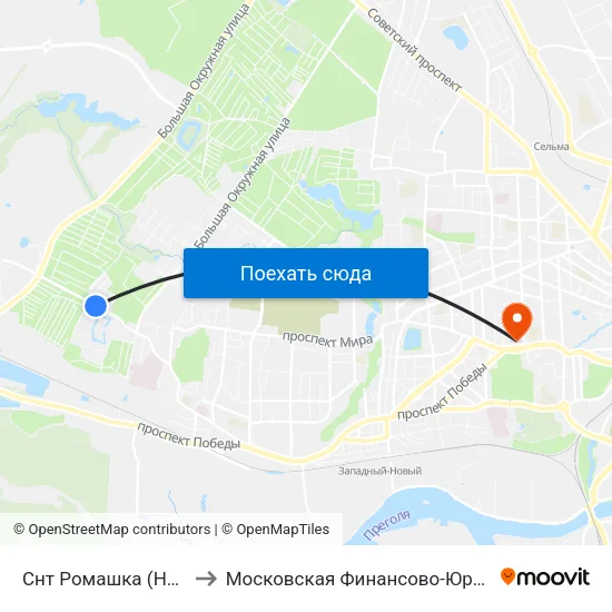 Снт Ромашка (На Ул. Тенистая Аллея, В Центр) to Московская Финансово-Юридическая Академия. Калининградский Филиал map