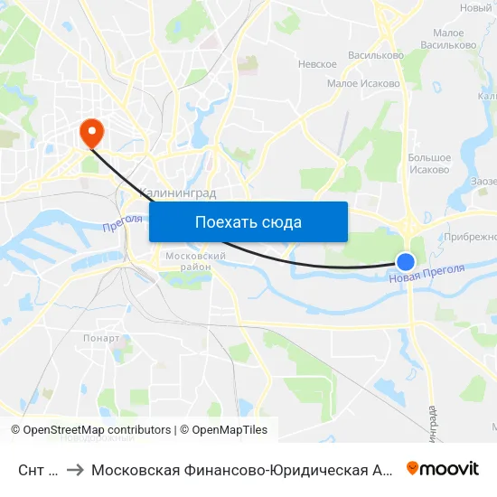 Снт Чайка to Московская Финансово-Юридическая Академия. Калининградский Филиал map