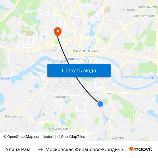 Улица Раменская (В Центр) to Московская Финансово-Юридическая Академия. Калининградский Филиал map