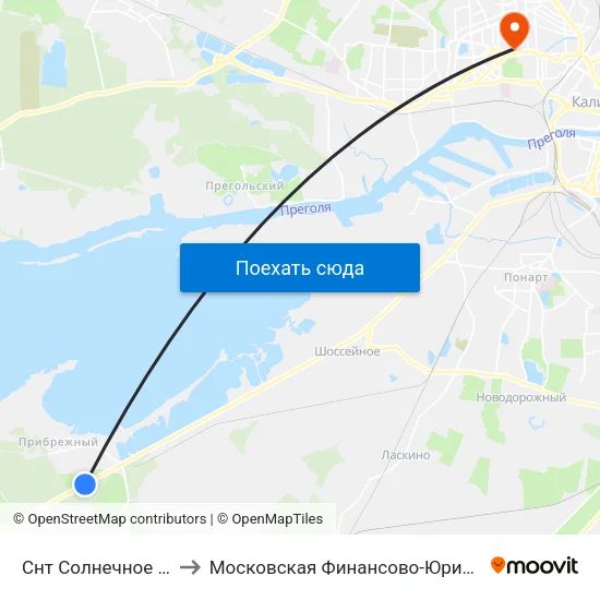 Снт Солнечное (По Требованию, В Центр) to Московская Финансово-Юридическая Академия. Калининградский Филиал map