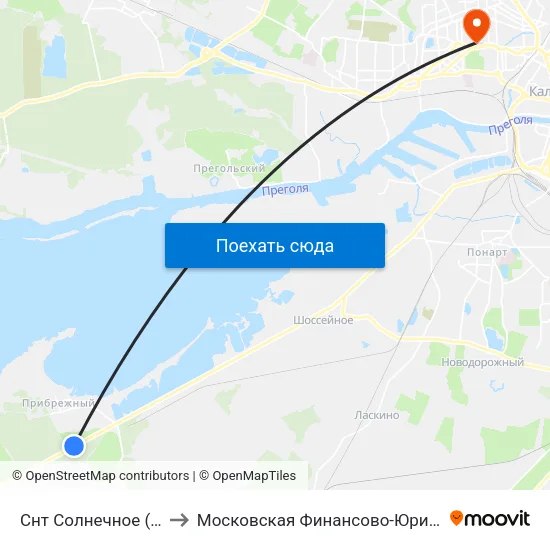 Снт Солнечное (По Требованию, Из Центра) to Московская Финансово-Юридическая Академия. Калининградский Филиал map