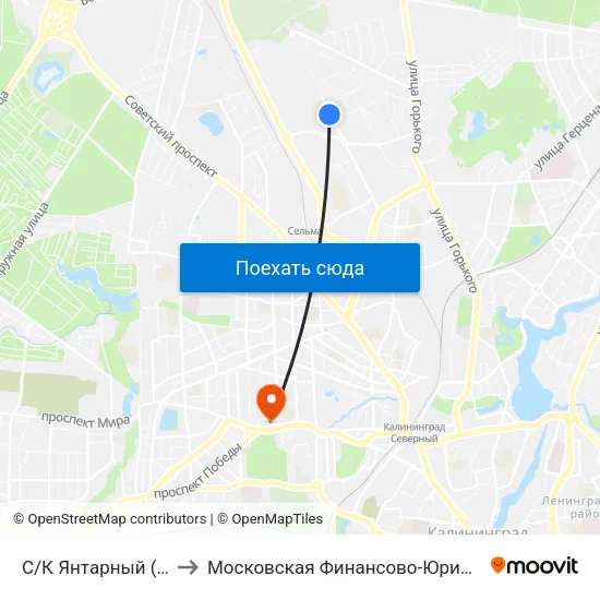 С/К Янтарный (По Требованию, В Центр) to Московская Финансово-Юридическая Академия. Калининградский Филиал map