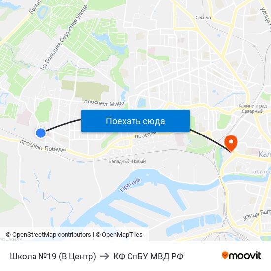 Школа №19 (В Центр) to КФ СпБУ МВД РФ map