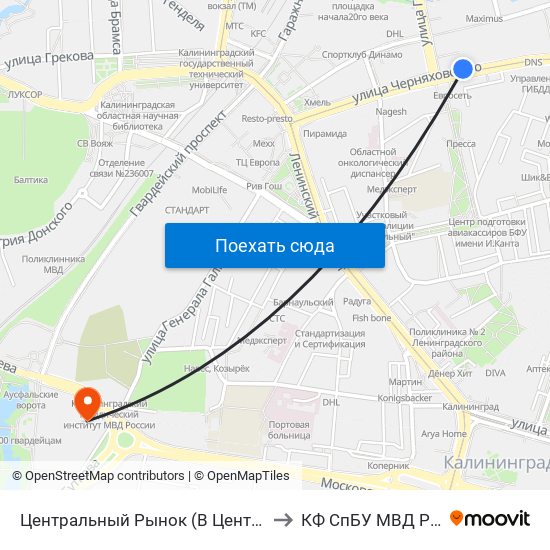 Центральный Рынок (В Центр) to КФ СпБУ МВД РФ map