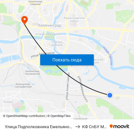 Улица Подполковника Емельянова (Из Центра) to КФ СпБУ МВД РФ map