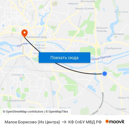 Малое Борисово (Из Центра) to КФ СпБУ МВД РФ map