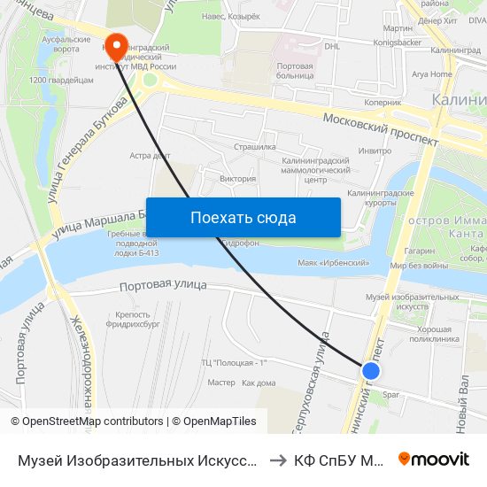 Музей Изобразительных Искусств (В Центр) to КФ СпБУ МВД РФ map