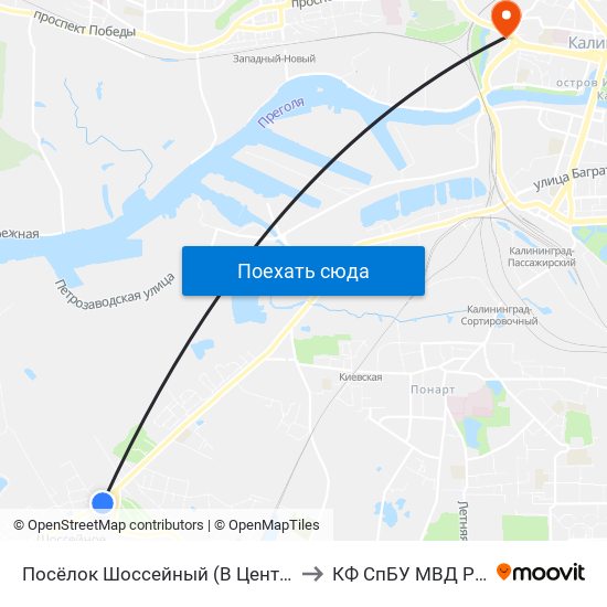 Посёлок Шоссейный (В Центр) to КФ СпБУ МВД РФ map