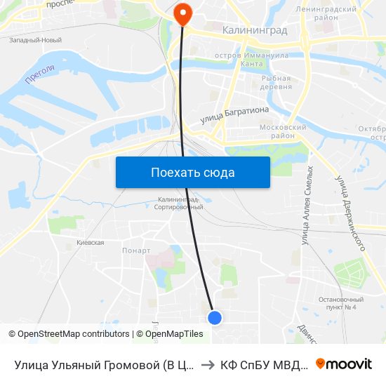 Улица Ульяный Громовой (В Центр) to КФ СпБУ МВД РФ map