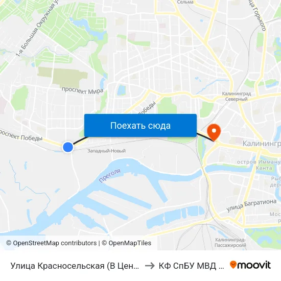 Улица Красносельская (В Центра) to КФ СпБУ МВД РФ map