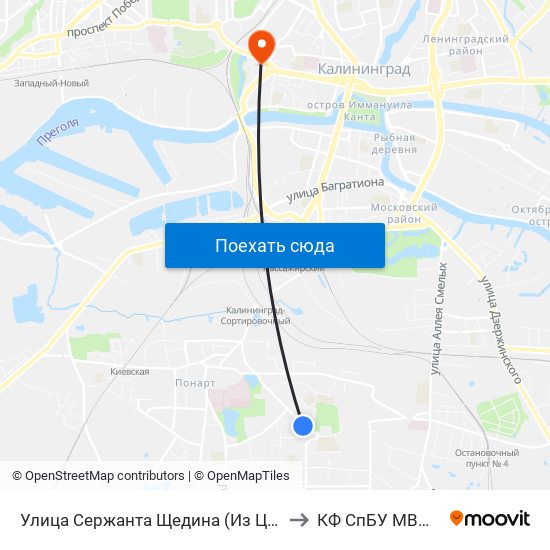 Улица Сержанта Щедина (Из Центра) to КФ СпБУ МВД РФ map