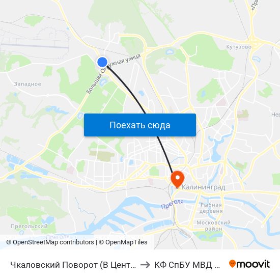 Чкаловский Поворот (В Центр) to КФ СпБУ МВД РФ map