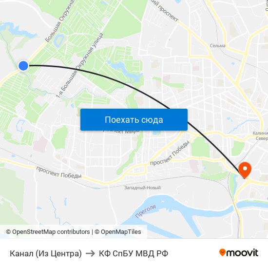 Канал (Из Центра) to КФ СпБУ МВД РФ map