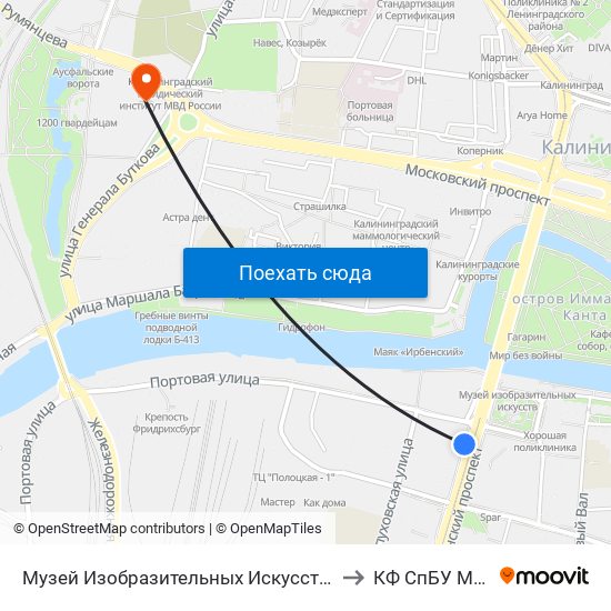 Музей Изобразительных Искусств (Из Центра) to КФ СпБУ МВД РФ map