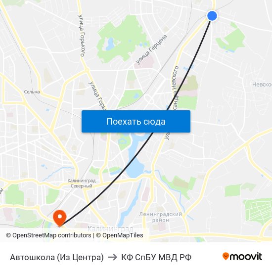 Автошкола (Из Центра) to КФ СпБУ МВД РФ map