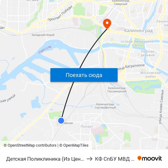 Детская Поликлиника (Из Центра) to КФ СпБУ МВД РФ map