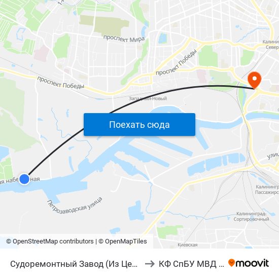 Судоремонтный Завод (Из Центра) to КФ СпБУ МВД РФ map