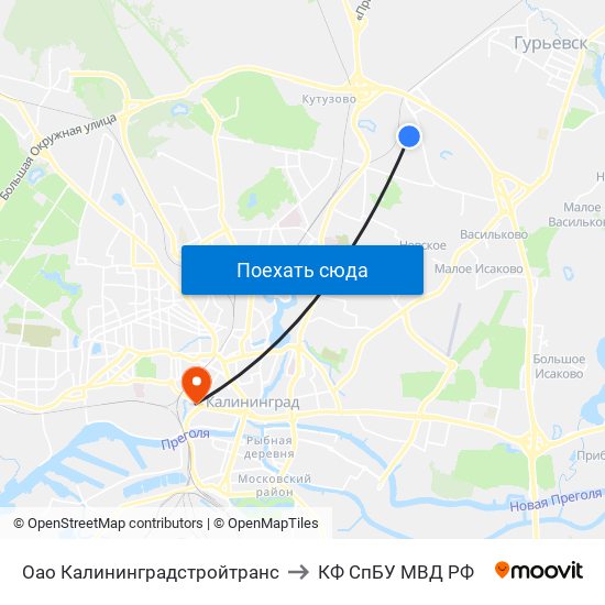 Оао Калининградстройтранс to КФ СпБУ МВД РФ map